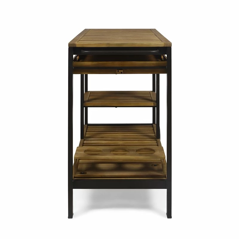 Budget π Noble House Admirals Acacia Wood And Iron Bar Cart With Drawers In Oak Finish π 5 Budget π Noble House Admirals Acacia Wood And Iron Bar Cart With Drawers In Oak Finish π - Image 5