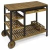 Budget 🎉 Noble House Admirals Acacia Wood And Iron Bar Cart With Drawers In Oak Finish 👏