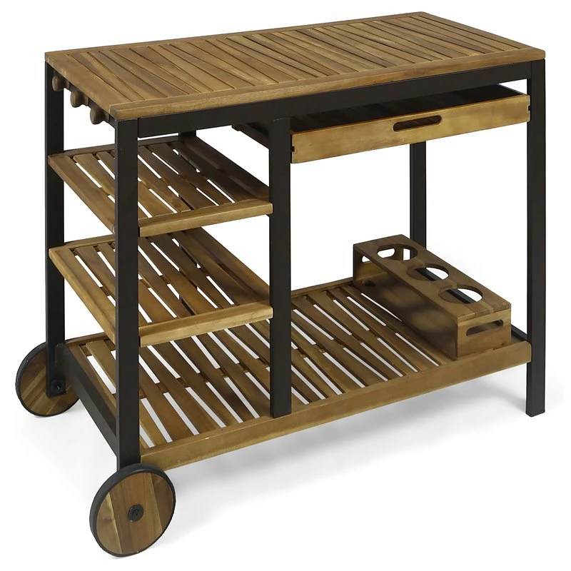 Budget π Noble House Admirals Acacia Wood And Iron Bar Cart With Drawers In Oak Finish π 1 Budget π Noble House Admirals Acacia Wood And Iron Bar Cart With Drawers In Oak Finish π