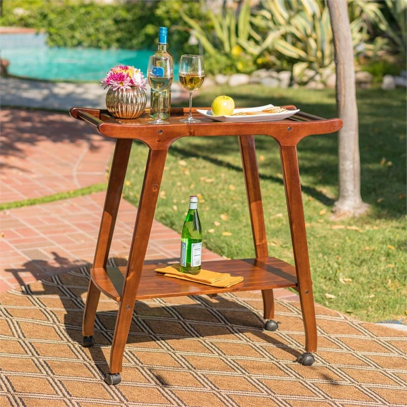 New โ Noble House Verdes Modern Acacia Wood Outdoor Bar Cart In Rich Mahogany ๐คฉ 2 New โ Noble House Verdes Modern Acacia Wood Outdoor Bar Cart In Rich Mahogany ๐คฉ - Image 2