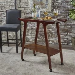 Discount 🌟 Noble House Cadman Indoor Acacia Wood Bar Cart In Rich Mahogany 🔥 -Guest Chairs Sales 2525269 16 L