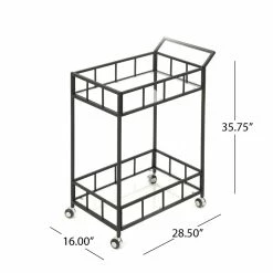 Coupon ✨ Noble House Falon Modern Indoor Iron Bar Cart With Tempered Glass Top In Black ✨ -Guest Chairs Sales 2525287 13 L