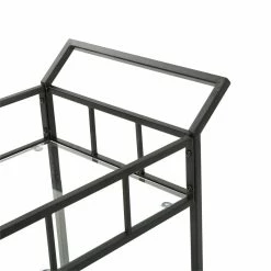 Coupon ✨ Noble House Falon Modern Indoor Iron Bar Cart With Tempered Glass Top In Black ✨ -Guest Chairs Sales 2525287 7 L