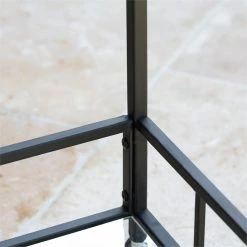 Coupon ❤️ Noble House Varadero Outdoor Iron Bar Cart With Tempered Glass Top In Black 🔔 -Guest Chairs Sales 2525288 13 L