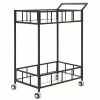 Coupon ❤️ Noble House Varadero Outdoor Iron Bar Cart With Tempered Glass Top In Black 🔔