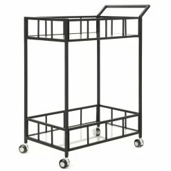 Coupon ❤️ Noble House Varadero Outdoor Iron Bar Cart With Tempered Glass Top In Black 🔔