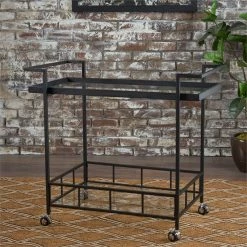 Top 10 🤩 Noble House Ambrose Indoor Iron Bar Cart With Tempered Glass Shelves In Black ⭐ -Guest Chairs Sales 2525290 18 L