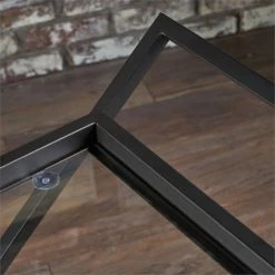 Buy 👍 Noble House Sherianne Iron Bar Cart With Tempered Glass Shelves In Black ✔️ -Guest Chairs Sales 2525291 10 L