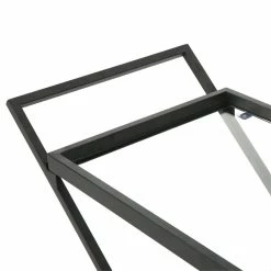 Buy 👍 Noble House Sherianne Iron Bar Cart With Tempered Glass Shelves In Black ✔️ -Guest Chairs Sales 2525291 5 L