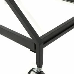 Buy 👍 Noble House Sherianne Iron Bar Cart With Tempered Glass Shelves In Black ✔️ -Guest Chairs Sales 2525291 6 L