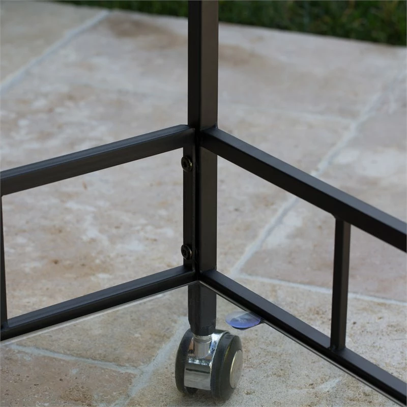 Buy π Noble House Selby Outdoor Iron Bar Cart With Tempered Glass Shelves In Black π 3 Buy π Noble House Selby Outdoor Iron Bar Cart With Tempered Glass Shelves In Black π - Image 3