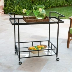 Buy π Noble House Selby Outdoor Iron Bar Cart With Tempered Glass Shelves In Black π 24 Buy π Noble House Selby Outdoor Iron Bar Cart With Tempered Glass Shelves In Black π -Guest Chairs Sales 2525292 14 L