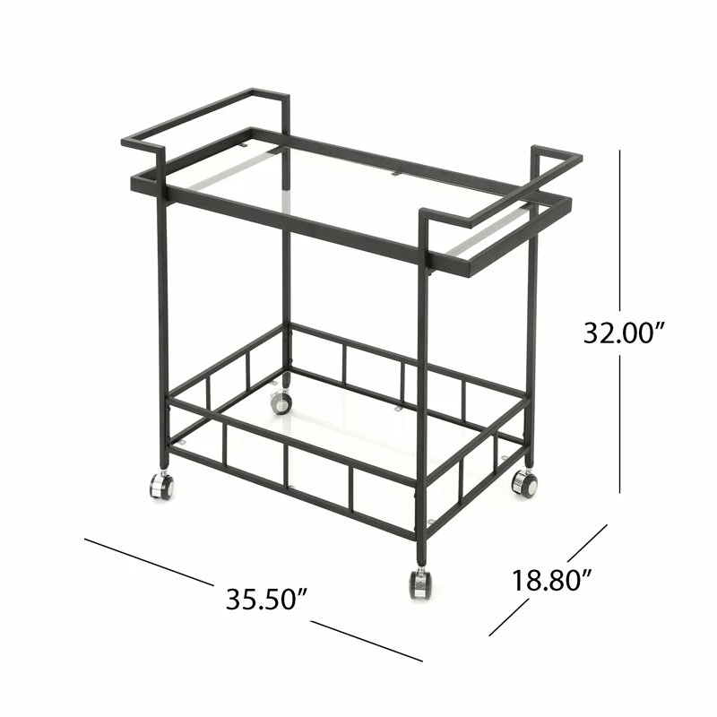 Buy π Noble House Selby Outdoor Iron Bar Cart With Tempered Glass Shelves In Black π 10 Buy π Noble House Selby Outdoor Iron Bar Cart With Tempered Glass Shelves In Black π - Image 10