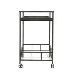 Buy π Noble House Selby Outdoor Iron Bar Cart With Tempered Glass Shelves In Black π 29 Buy π Noble House Selby Outdoor Iron Bar Cart With Tempered Glass Shelves In Black π -Guest Chairs Sales 2525292 3 L