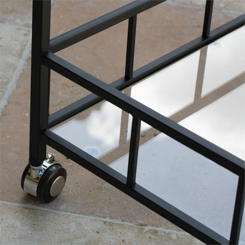 Buy π Noble House Selby Outdoor Iron Bar Cart With Tempered Glass Shelves In Black π 17 Buy π Noble House Selby Outdoor Iron Bar Cart With Tempered Glass Shelves In Black π - Image 17