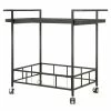 Buy 👍 Noble House Selby Outdoor Iron Bar Cart With Tempered Glass Shelves In Black 🎉