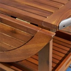 Discount 🌟 Noble House Tillary Outdoor Acacia Wood Bar Cart With Aluminum Accents In Oak 🌟 -Guest Chairs Sales 2525295 10 L