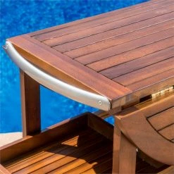 Discount 🌟 Noble House Tillary Outdoor Acacia Wood Bar Cart With Aluminum Accents In Oak 🌟 -Guest Chairs Sales 2525295 13 L