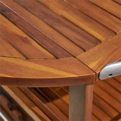 Discount 🌟 Noble House Tillary Outdoor Acacia Wood Bar Cart With Aluminum Accents In Oak 🌟 -Guest Chairs Sales 2525295 15 L