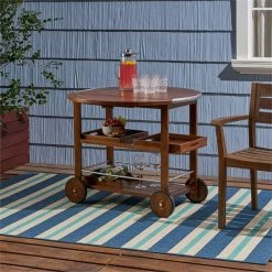 Discount 🌟 Noble House Tillary Outdoor Acacia Wood Bar Cart With Aluminum Accents In Oak 🌟 -Guest Chairs Sales 2525295 23 L