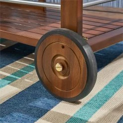 Discount 🌟 Noble House Tillary Outdoor Acacia Wood Bar Cart With Aluminum Accents In Oak 🌟 -Guest Chairs Sales 2525295 8 L