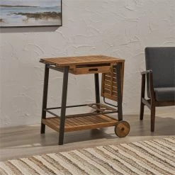 Hot Sale π Noble House Spaulding Indoor Acacia Wood Bar Cart With Drawers In Teak π₯ 7 Hot Sale π Noble House Spaulding Indoor Acacia Wood Bar Cart With Drawers In Teak π₯ -Guest Chairs Sales 2526501 3 L