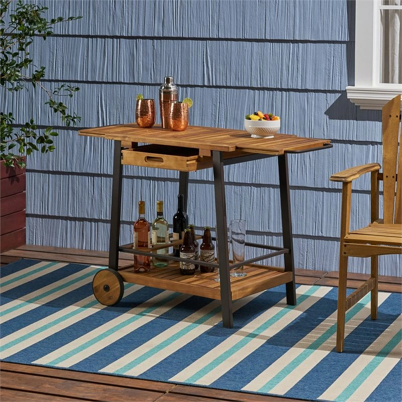 Buy β¨ Noble House Spaulding Outdoor Wood And Iron Bar Cart With Tray Top In Teak π 11 Buy β¨ Noble House Spaulding Outdoor Wood And Iron Bar Cart With Tray Top In Teak π - Image 11