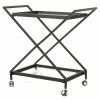 Best deal ✔️ Noble House Annika Iron Outdoor Bar Cart With Tempered Glass Shelves In Black ⭐