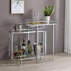 Coupon 🛒 Furniture Of America Noehmi Contemporary Metal 3-Tier Serving Cart In Chrome 👏 -Guest Chairs Sales 2529221 2 L