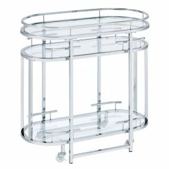 Coupon 🛒 Furniture Of America Noehmi Contemporary Metal 3-Tier Serving Cart In Chrome 👏