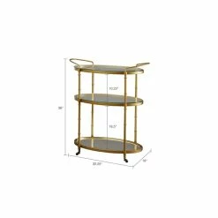 Wholesale ✔️ Olliix Madison Park Signature Lauren Glass And Metal Bar Cart In Antique Gold 🎁 -Guest Chairs Sales 2532635 2 L