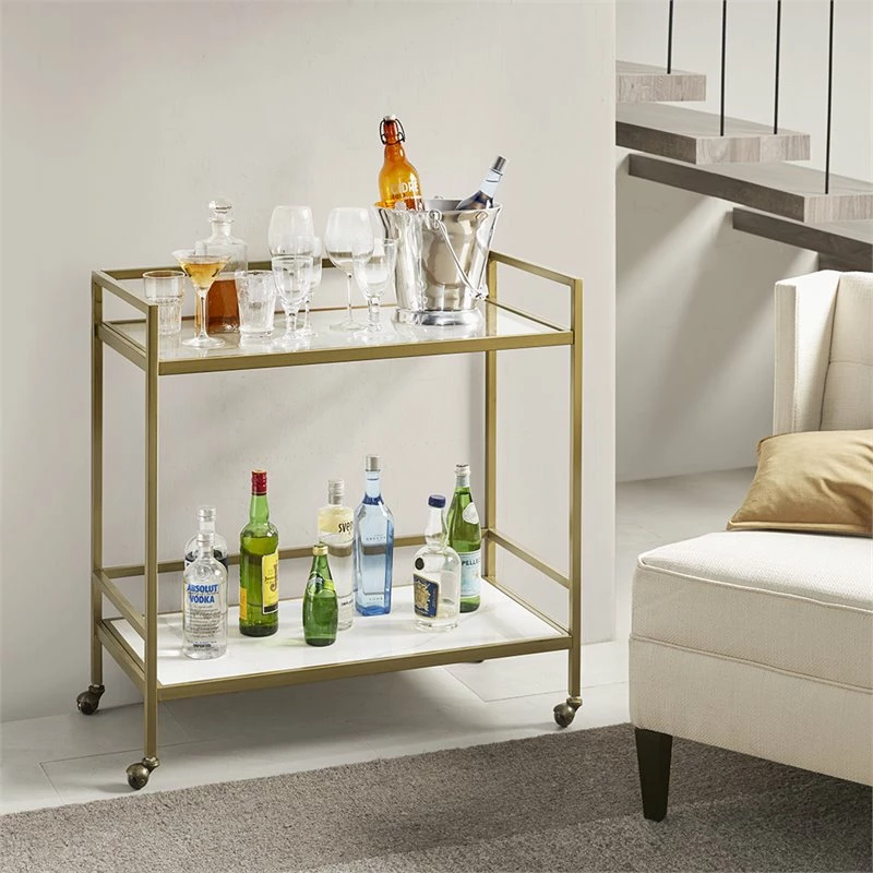 Flash Sale π Olliix Martha Stewart Lionel Tempered Glass And Metal Bar Cart In Antique Gold βοΈ 2 Flash Sale π Olliix Martha Stewart Lionel Tempered Glass And Metal Bar Cart In Antique Gold βοΈ - Image 2