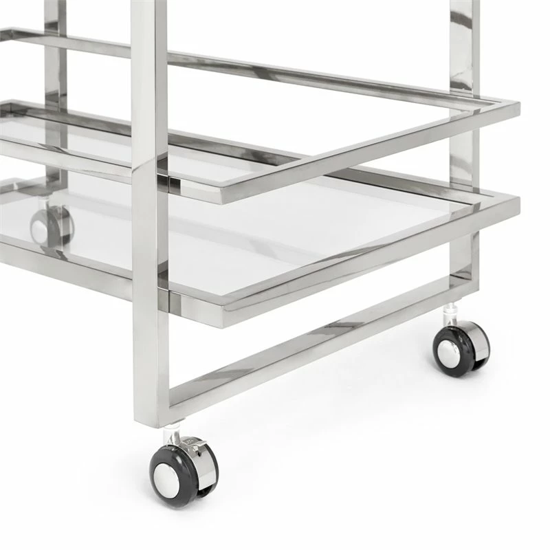 Best Pirce ๐ Uptown Club Angus 36" Rectangular Stainless Steel Metal Bar Cart In Silver ๐ 4 Best Pirce ๐ Uptown Club Angus 36" Rectangular Stainless Steel Metal Bar Cart In Silver ๐ - Image 4