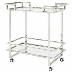 Best Pirce 😍 Uptown Club Angus 36" Rectangular Stainless Steel Metal Bar Cart In Silver 🔔