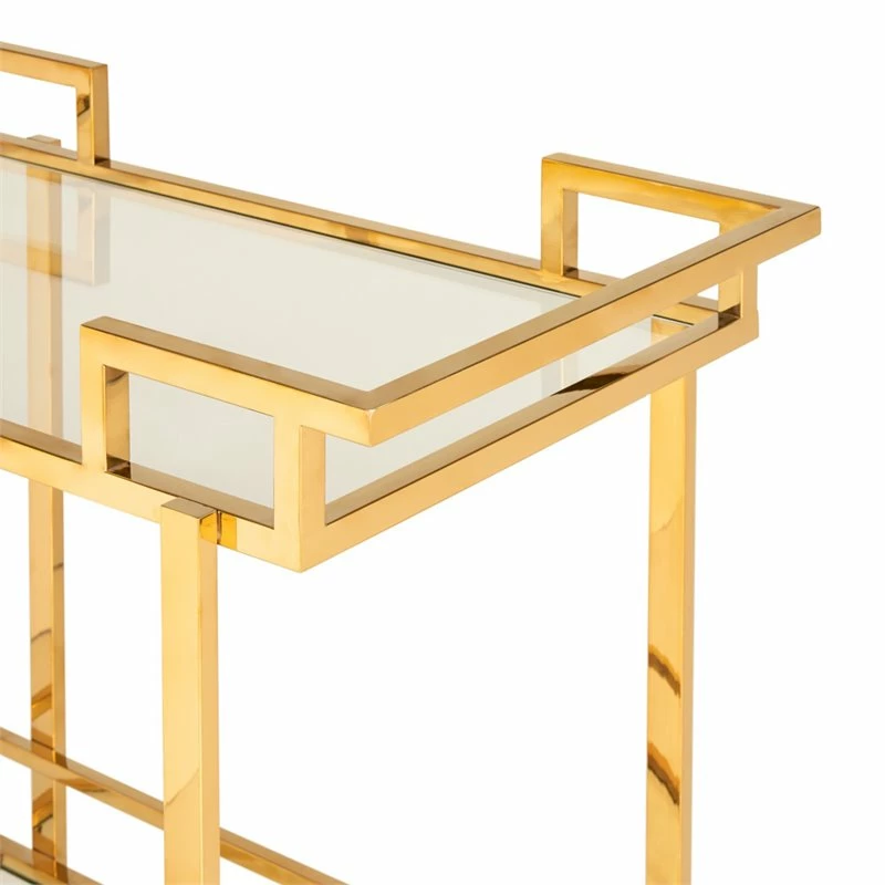 Top 10 π Uptown Club Angus 36" Rectangular Stainless Steel Metal Bar Cart In Gold π 3 Top 10 π Uptown Club Angus 36" Rectangular Stainless Steel Metal Bar Cart In Gold π - Image 3