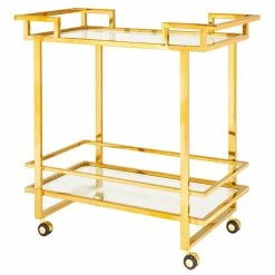 Top 10 😉 Uptown Club Angus 36" Rectangular Stainless Steel Metal Bar Cart In Gold 👍
