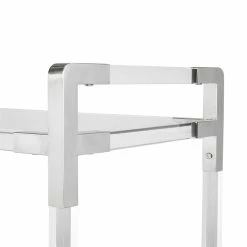 Outlet 🔔 Uptown Club Azure 32" Acrylic And Stainless Steel Metal Bar Cart In Silver 👏 -Guest Chairs Sales 2536345 2 L