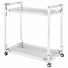 Outlet 🔔 Uptown Club Azure 32" Acrylic And Stainless Steel Metal Bar Cart In Silver 👏