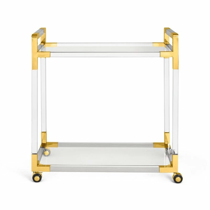 Buy ๐ Uptown Club Azure 32" Acrylic And Stainless Steel Metal Bar Cart In Gold ๐ 2 Buy ๐ Uptown Club Azure 32" Acrylic And Stainless Steel Metal Bar Cart In Gold ๐ - Image 2