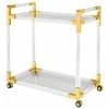 Buy 😍 Uptown Club Azure 32" Acrylic And Stainless Steel Metal Bar Cart In Gold 🛒