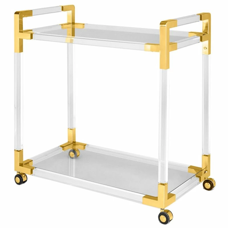 Buy ๐ Uptown Club Azure 32" Acrylic And Stainless Steel Metal Bar Cart In Gold ๐ 1 Buy ๐ Uptown Club Azure 32" Acrylic And Stainless Steel Metal Bar Cart In Gold ๐
