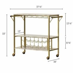 Best Sale 🥰 Bar Cart With Wine Bottle Storage And Wine Glass Rack Maliza South Shore ⭐ -Guest Chairs Sales 2549005 4 L