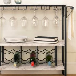 Cheapest 🛒 Bar Cart With Wine Bottle Storage And Wine Glass Rack Maliza South Shore 🔔 -Guest Chairs Sales 2549006 3 L