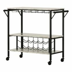 Cheapest 🛒 Bar Cart With Wine Bottle Storage And Wine Glass Rack Maliza South Shore 🔔