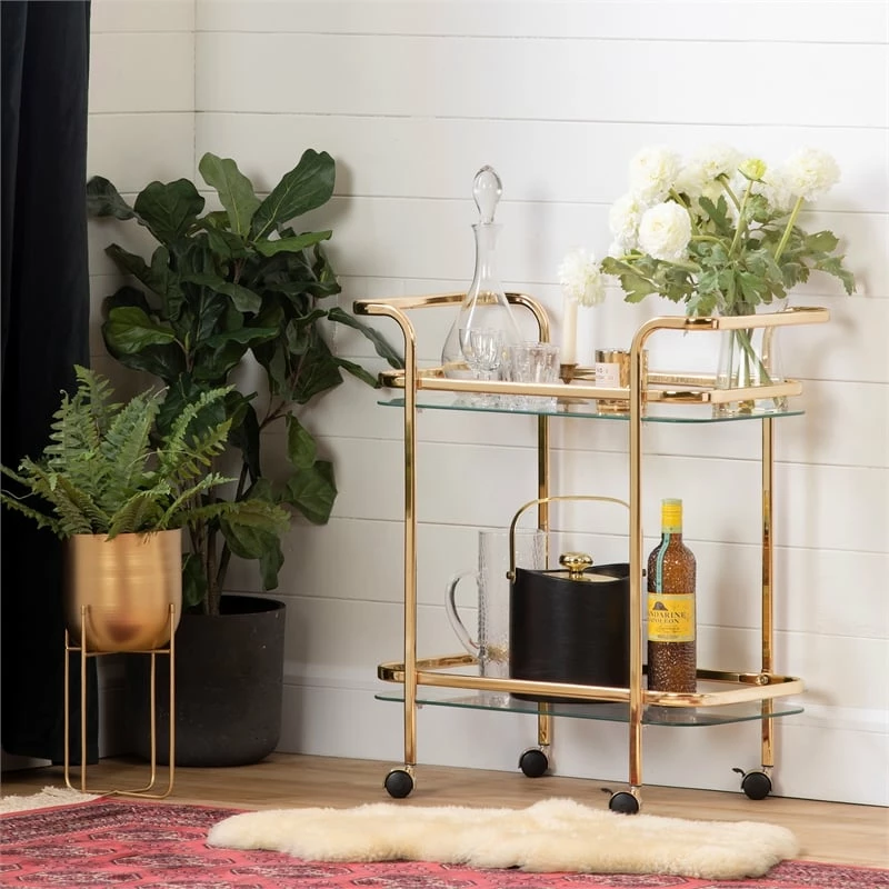 Flash Sale ๐ Mid-century Glam Bar Cart Maliza Gold South Shore ๐ 2 Flash Sale ๐ Mid-century Glam Bar Cart Maliza Gold South Shore ๐ - Image 2