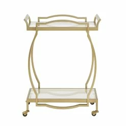 Promo β€οΈ INSPIRE Q Tempered Glass & Metal Bar Cart With Wheels In Gold/Clear π 9 Promo β€οΈ INSPIRE Q Tempered Glass & Metal Bar Cart With Wheels In Gold/Clear π -Guest Chairs Sales 2550569 3 L