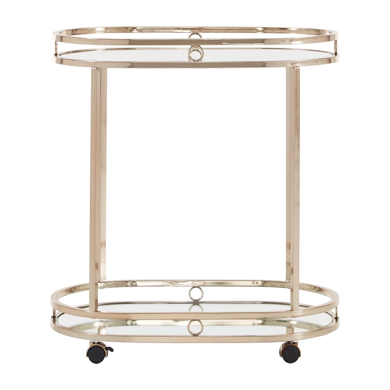 Wholesale π INSPIRE Q Oval Mid-Century Metal & Glass Bar Cart In Champagne Gold βοΈ 4 Wholesale π INSPIRE Q Oval Mid-Century Metal & Glass Bar Cart In Champagne Gold βοΈ - Image 4