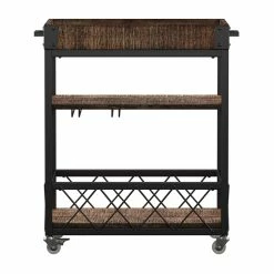 Budget 😉 INSPIRE Q Wood Bar Cart With Wine Inserts & Removable Tray Top In Brown/Black ⭐ -Guest Chairs Sales 2550588 2 L