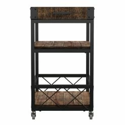 Budget 😉 INSPIRE Q Wood Bar Cart With Wine Inserts & Removable Tray Top In Brown/Black ⭐ -Guest Chairs Sales 2550588 3 L