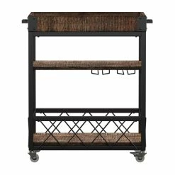 Budget 😉 INSPIRE Q Wood Bar Cart With Wine Inserts & Removable Tray Top In Brown/Black ⭐ -Guest Chairs Sales 2550588 4 L